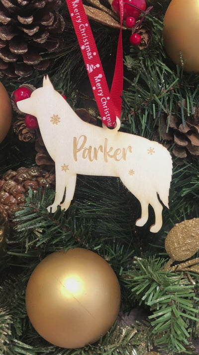 Personalised Wooden Dog Christmas Bauble -  20+ Breeds Laser Engraved with Name