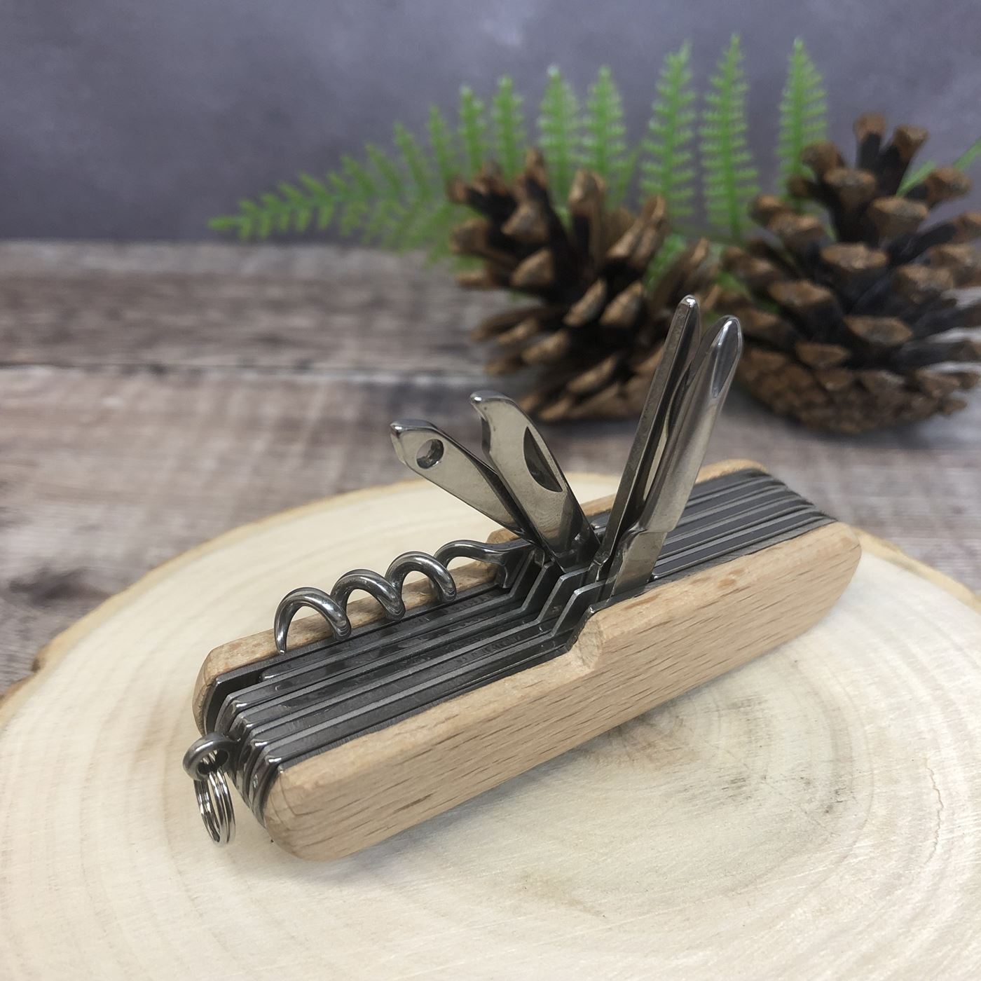 Personalised Stainless Steel Pocket Knife With Beech Wood Handle - Fancy