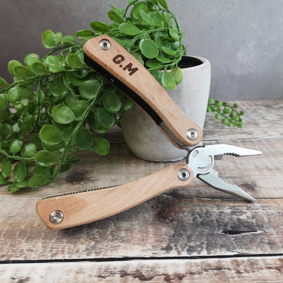 Personalised Multi Tool With Beech Wood Handles