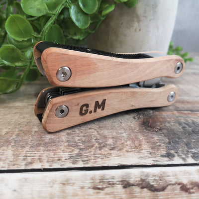 Personalised Multi Tool With Beech Wood Handles