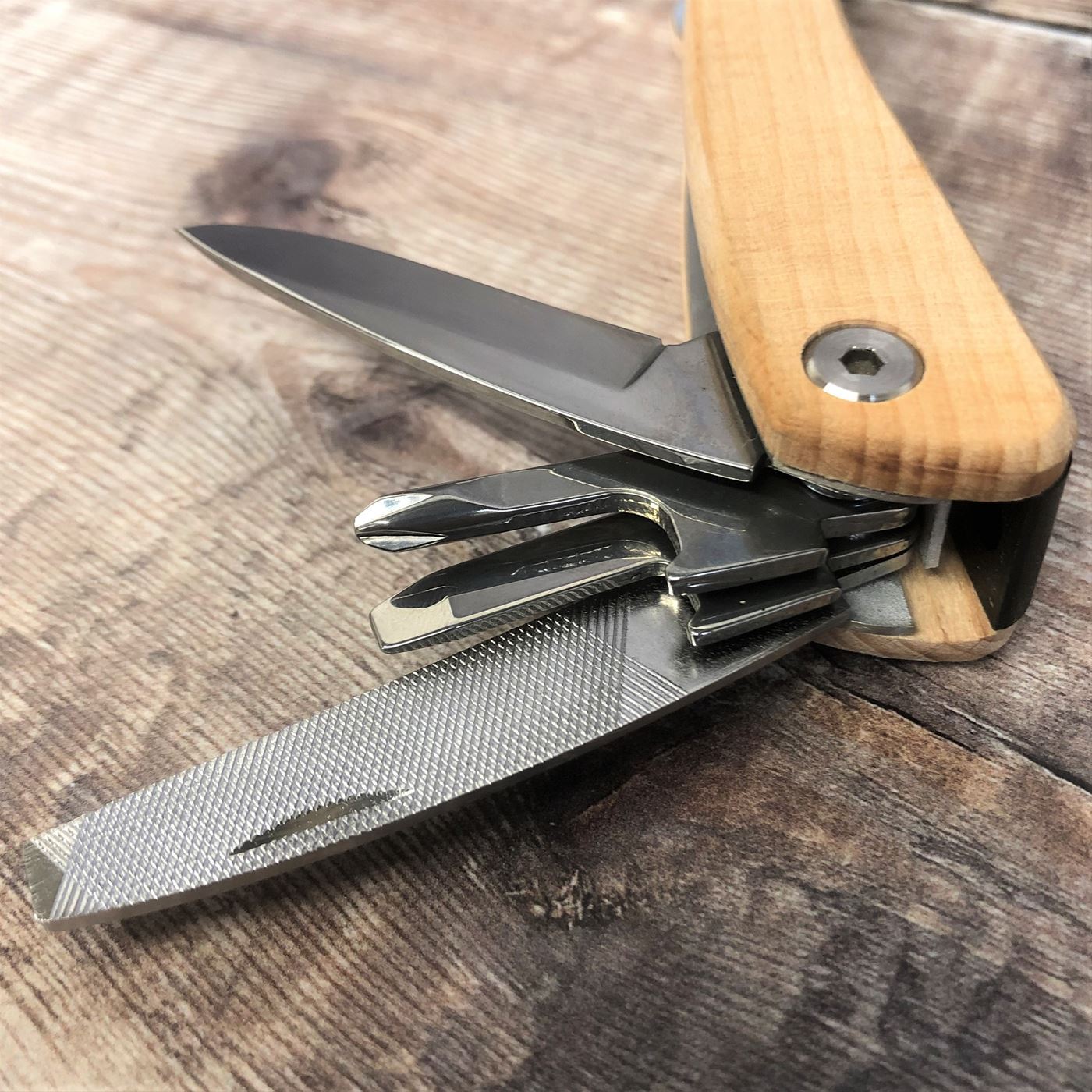 Personalised Multi Tool With Beech Wood Handles