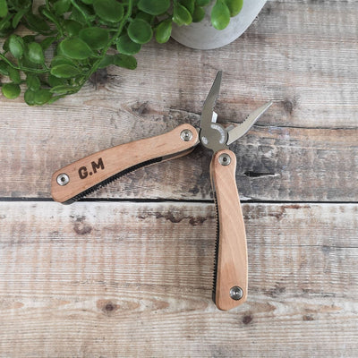 Personalised Multi Tool With Beech Wood Handles