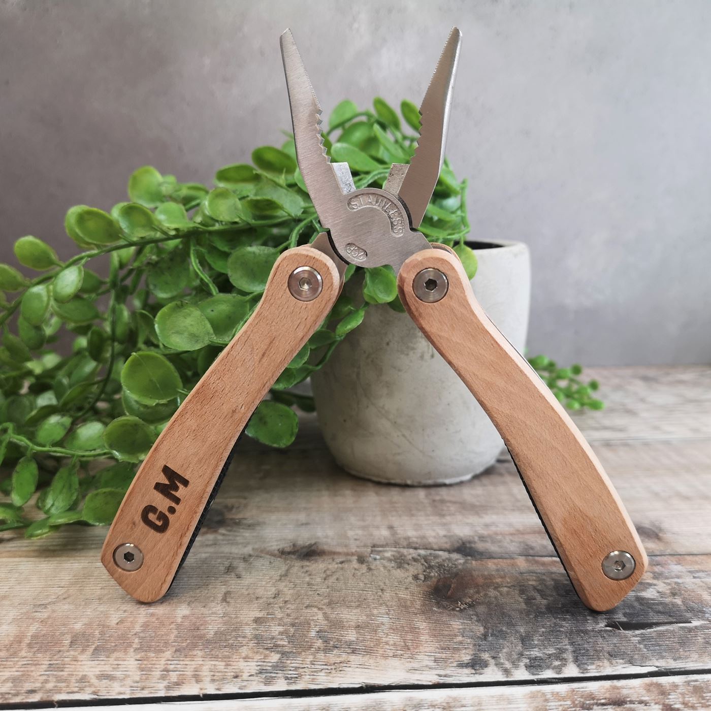 Personalised Multi Tool With Beech Wood Handles