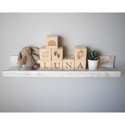 Personalised Beech Wood Baby Building Blocks - Rainbow