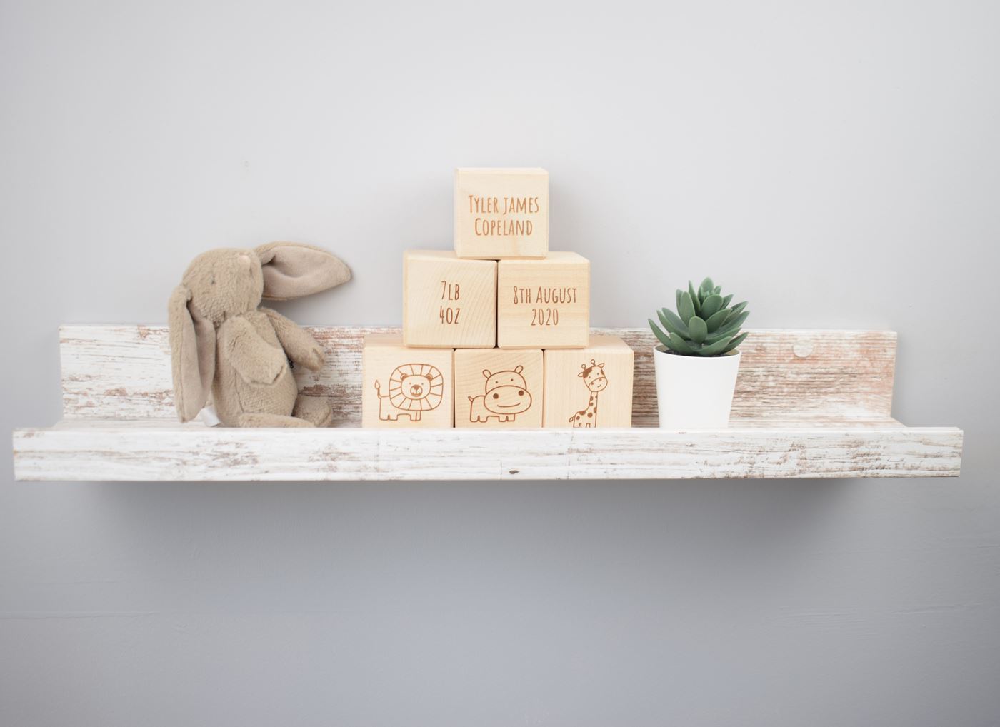 Personalised Beech Wood Baby Building Blocks - Safari