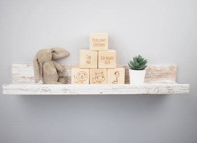 Personalised Beech Wood Baby Building Blocks - Safari