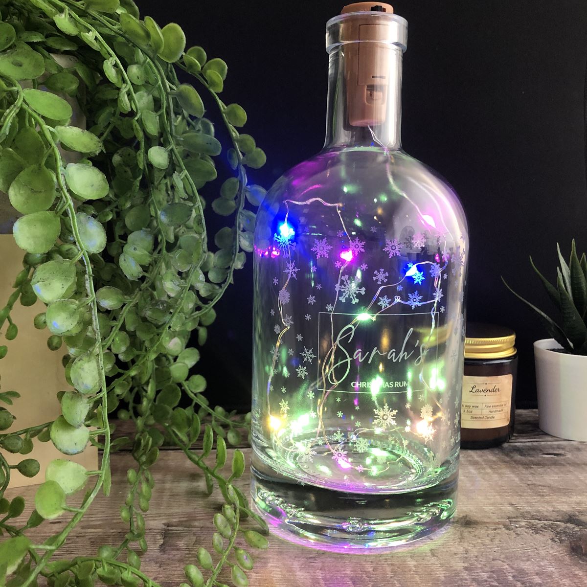 Personalised Spirit Bottle Christmas Snowflakes - 700ml