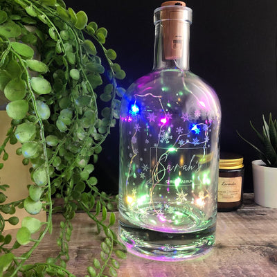 Personalised Spirit Bottle Christmas Snowflakes - 700ml