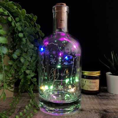 Personalised Spirit Bottle Christmas Snowflakes - 700ml