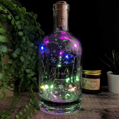 Personalised Spirit Bottle Christmas Snowflakes - 700ml