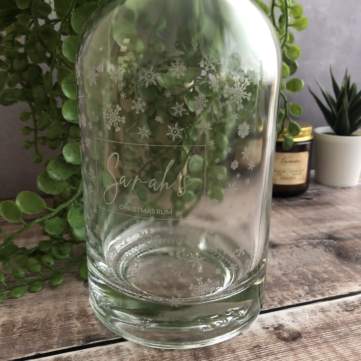 Personalised Spirit Bottle Christmas Snowflakes - 700ml