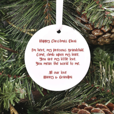 Personalised Ceramic Christmas Fox Bauble - From Grandparents