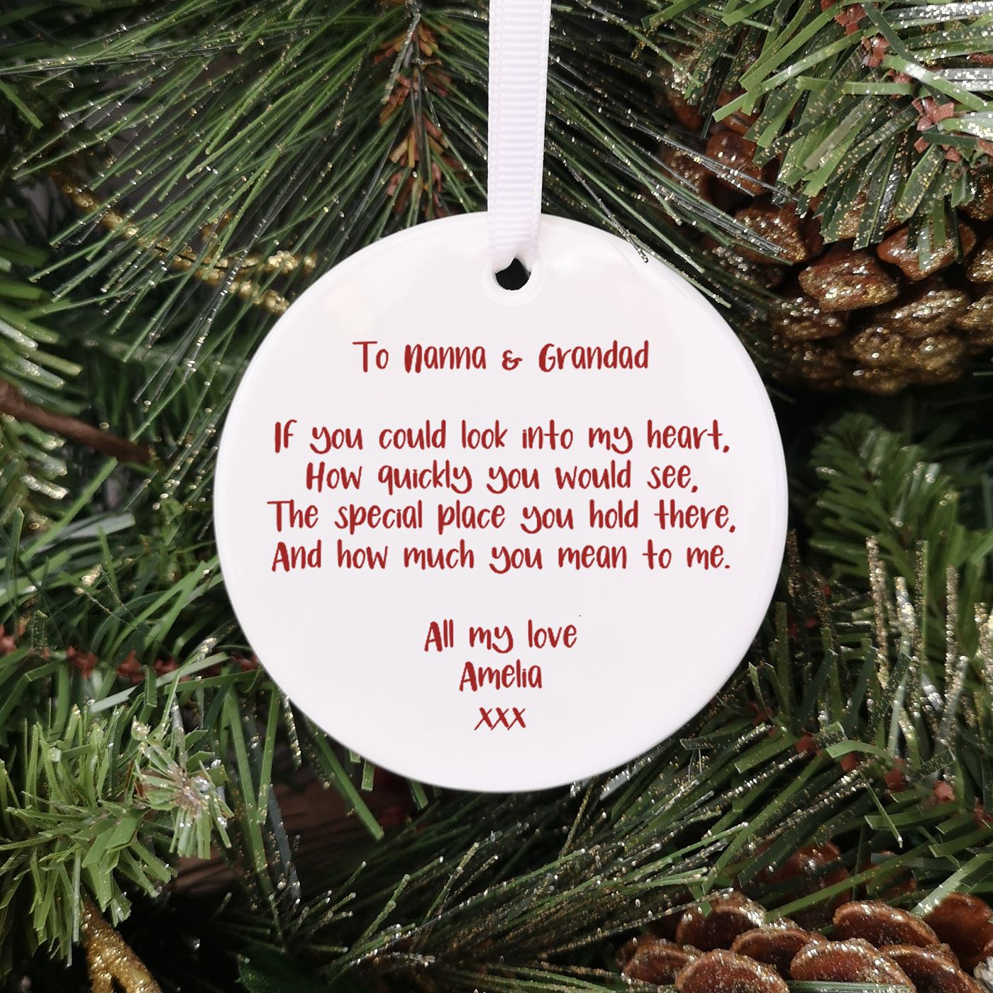 Personalised Ceramic 'Our First Christmas as Grandparents' Bauble - Wreath