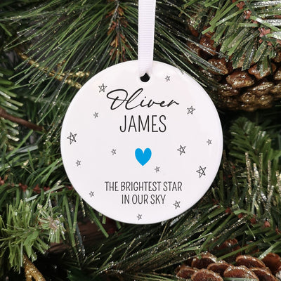 Personalised Baby Memorial Christmas Tree Bauble - The Brightest Star in our Sky