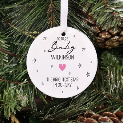Personalised Baby Memorial Christmas Tree Bauble - The Brightest Star in our Sky
