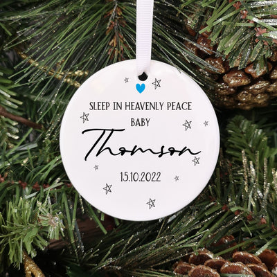 Personalised Baby Memorial Christmas Tree Bauble - Sleep In Heavenly Peace