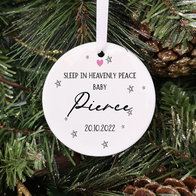 Personalised Baby Memorial Christmas Tree Bauble - Sleep In Heavenly Peace