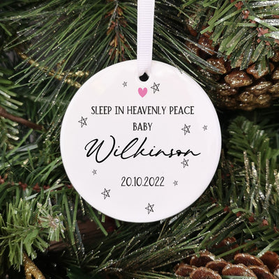 Personalised Baby Memorial Christmas Tree Bauble - Sleep In Heavenly Peace