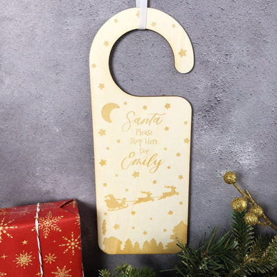 Personalised "Santa, Please Stop Here" Christmas Door Hangers - Multiple Festive Designs