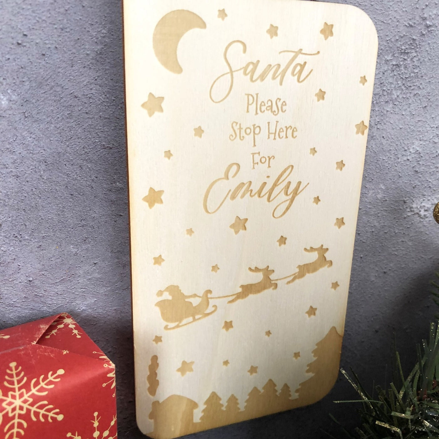 Personalised "Santa, Please Stop Here" Christmas Door Hangers - Multiple Festive Designs