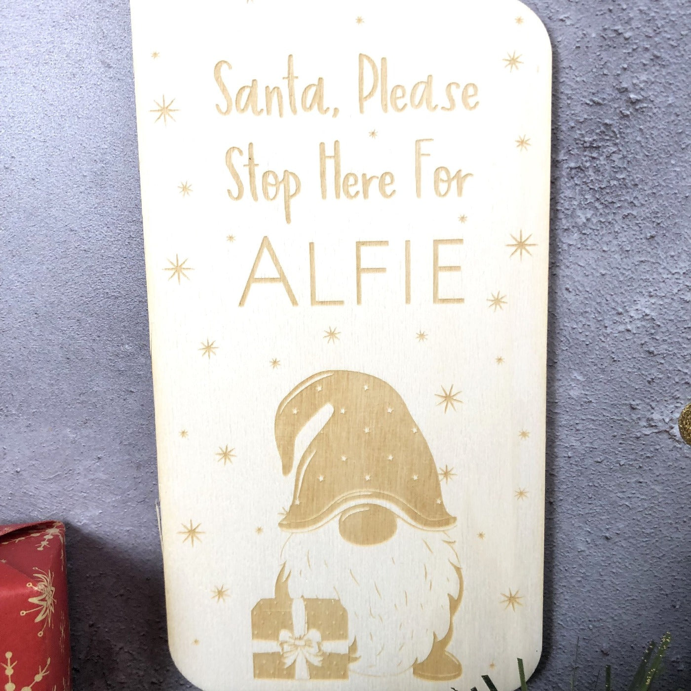 Personalised "Santa, Please Stop Here" Christmas Door Hangers - Multiple Festive Designs