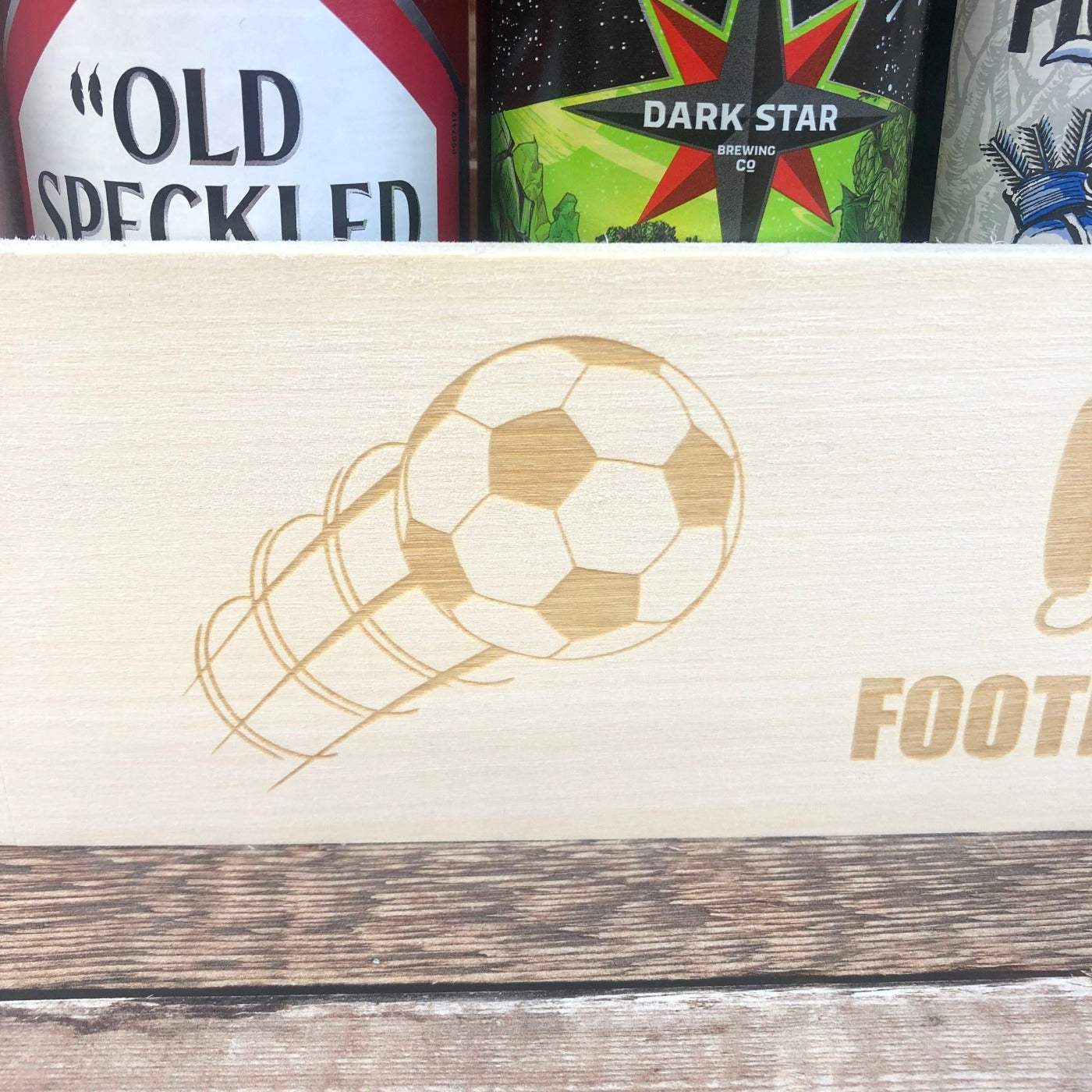 Personalised Wooden Beer Carrier - Daddy's Football Beer