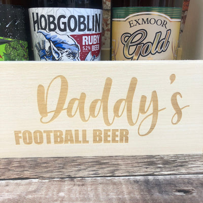 Personalised Wooden Beer Carrier - Daddy's Football Beer