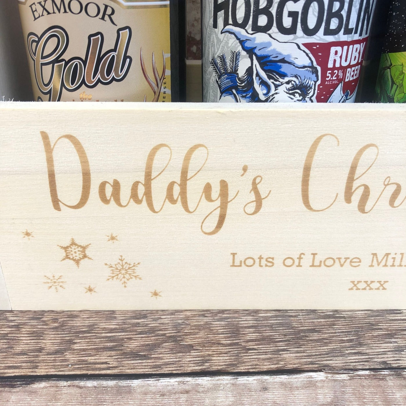 Personalised Wooden Beer Carrier - Daddy's Christmas Beer