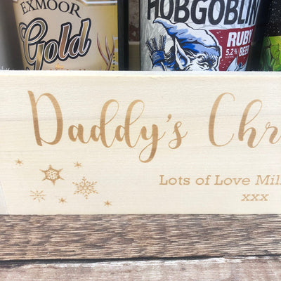 Personalised Wooden Beer Carrier - Daddy's Christmas Beer