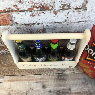 Personalised Wooden Beer Carrier - Daddy's Christmas Beer