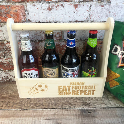Personalised Wooden Beer Carrier - Eat, Sleep, Beer, Repeat