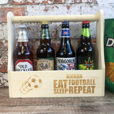 Personalised Wooden Beer Carrier - Eat, Sleep, Beer, Repeat