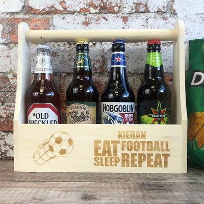 Personalised Wooden Beer Carrier - Eat, Sleep, Beer, Repeat