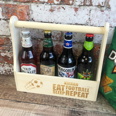 Personalised Wooden Beer Carrier - Eat, Sleep, Beer, Repeat