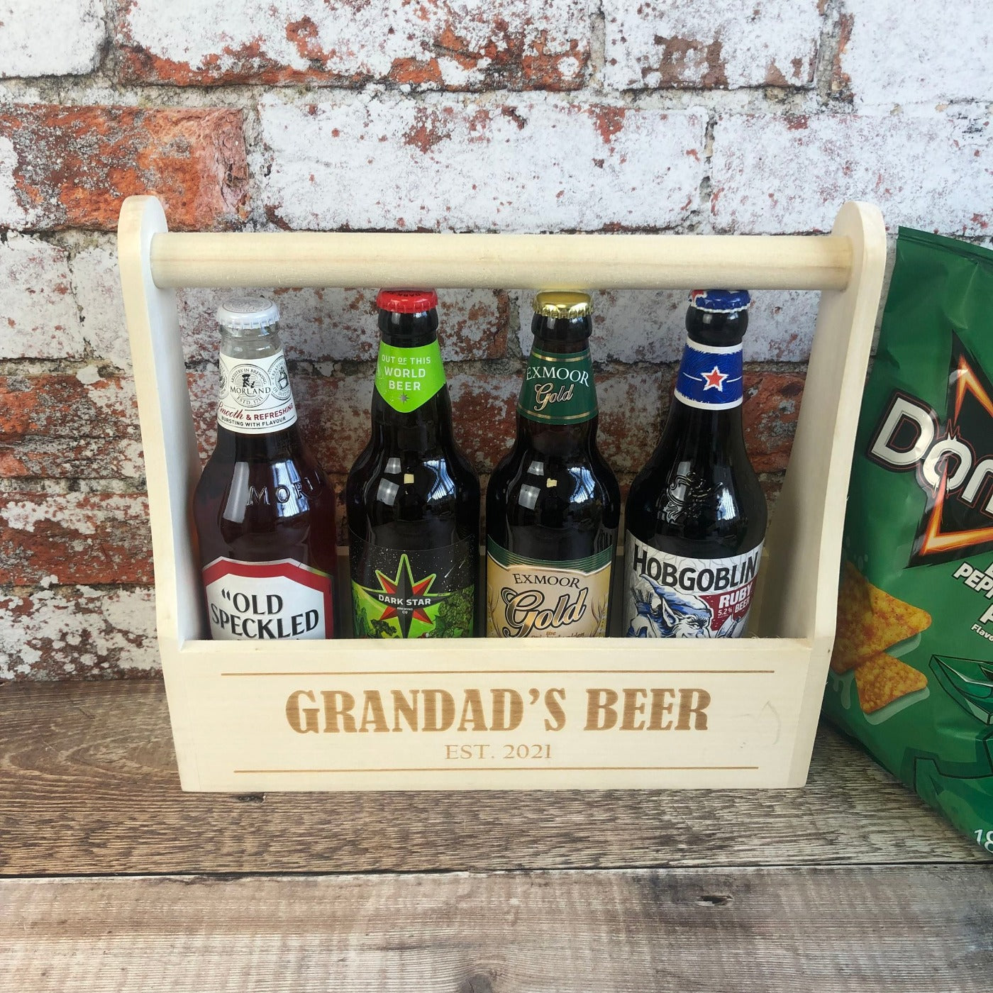 Personalised Wooden Beer Carrier - Grandad's Beer