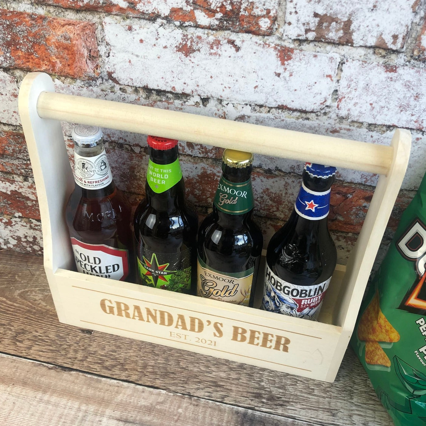 Personalised Wooden Beer Carrier - Grandad's Beer
