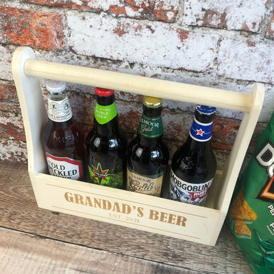 Personalised Wooden Beer Carrier - Grandad's Beer