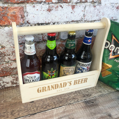 Personalised Wooden Beer Carrier - Grandad's Beer