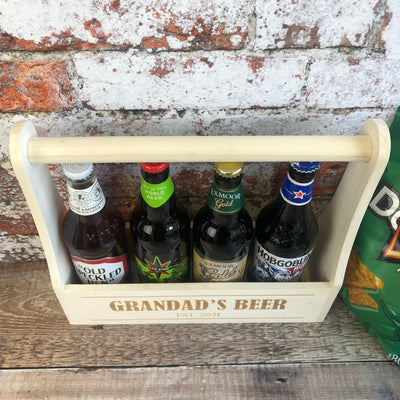 Personalised Wooden Beer Carrier - Grandad's Beer