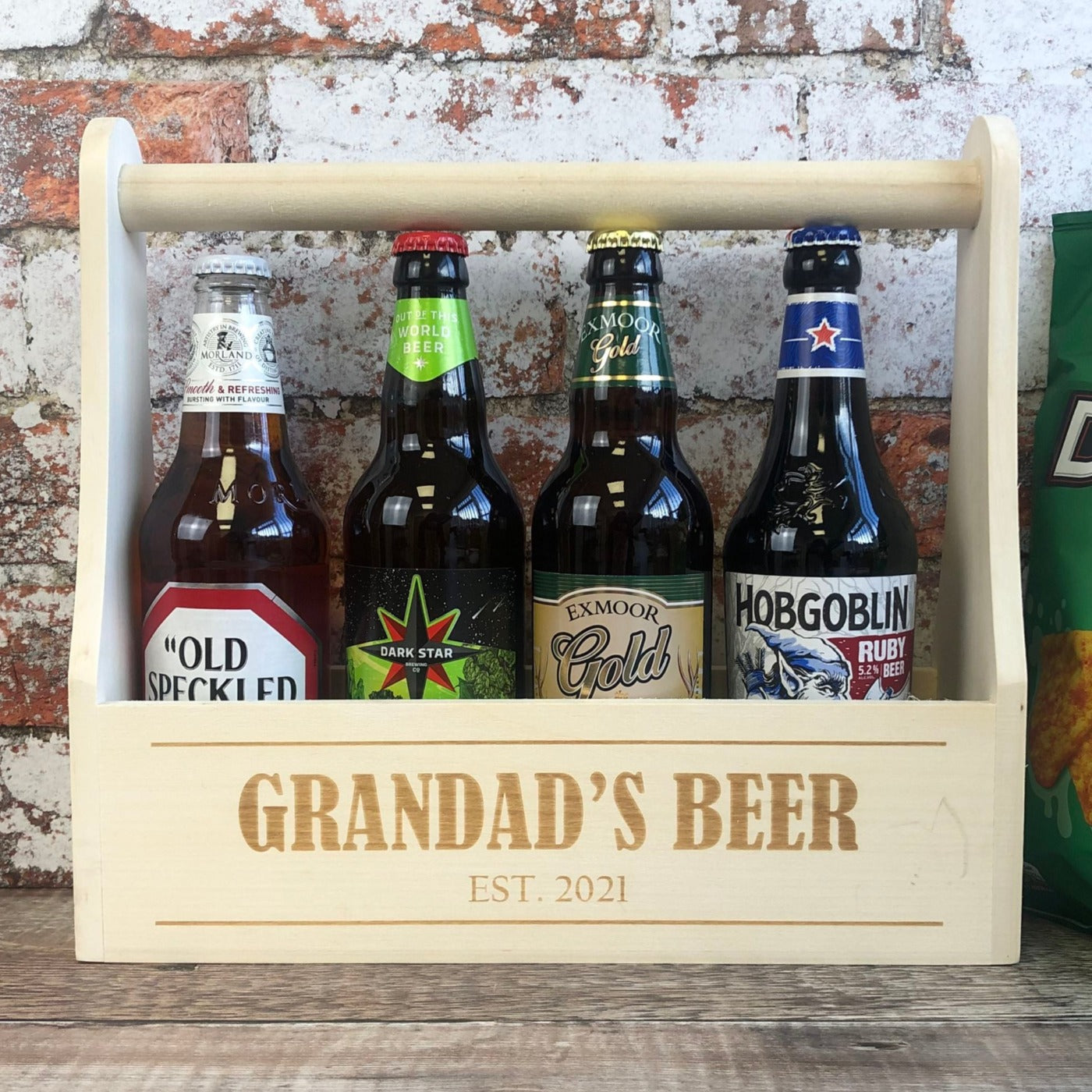 Personalised Wooden Beer Carrier - Grandad's Beer
