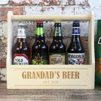 Personalised Wooden Beer Carrier - Grandad's Beer