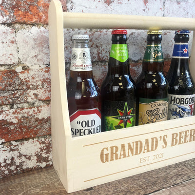 Personalised Wooden Beer Carrier - Grandad's Beer