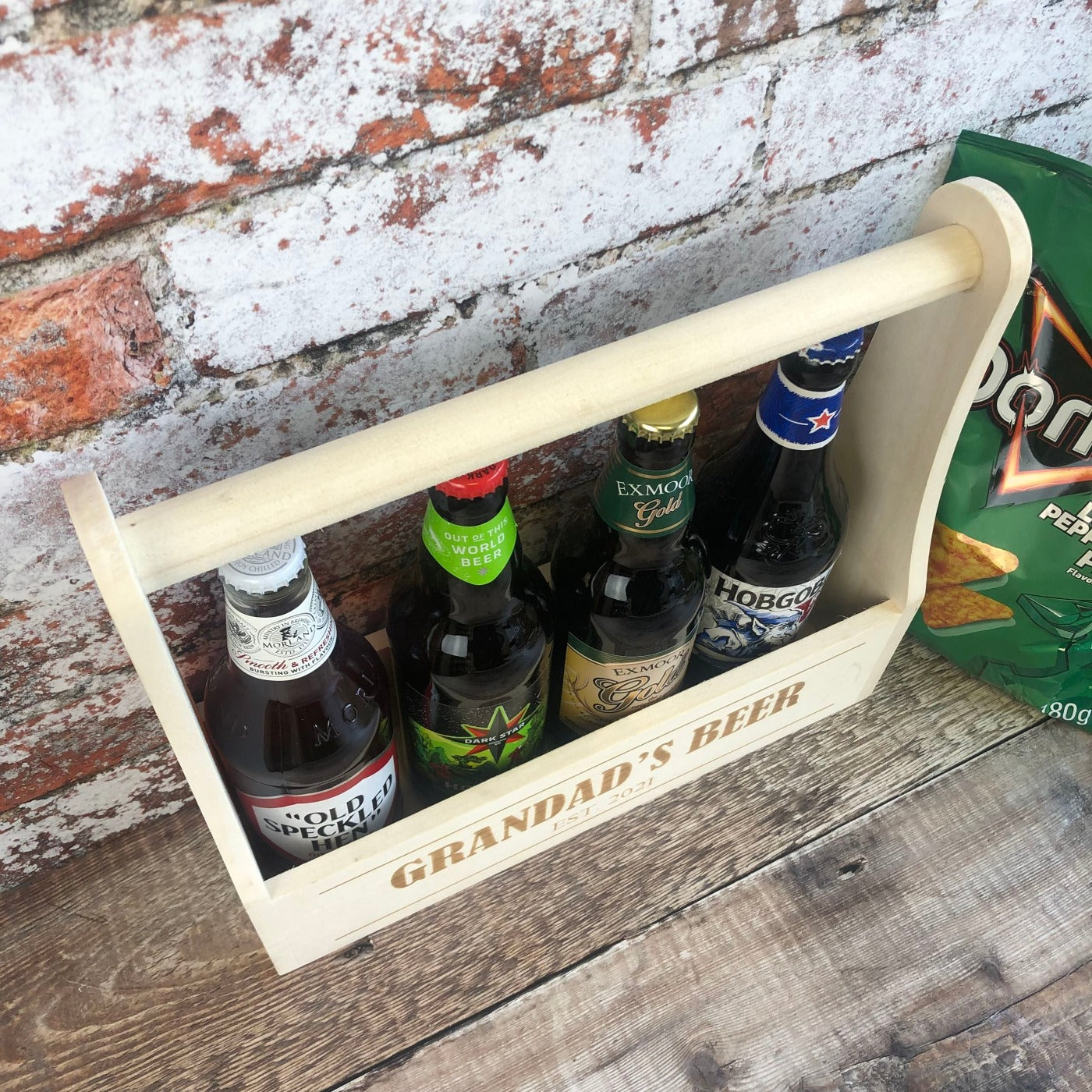 Personalised Wooden Beer Carrier - Grandad's Beer
