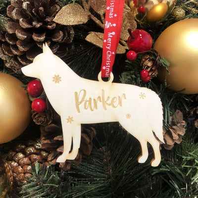 Personalised Wooden Dog Christmas Bauble -  20+ Breeds Laser Engraved with Name