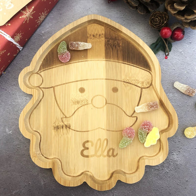Personalised Bamboo Christmas Plate for Children - Santa Claus