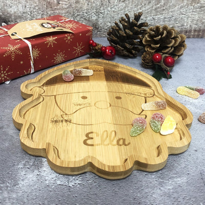 Personalised Bamboo Christmas Plate for Children - Santa Claus