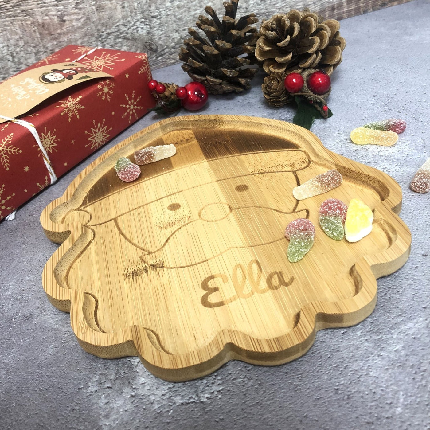 Personalised Bamboo Christmas Plate for Children - Santa Claus