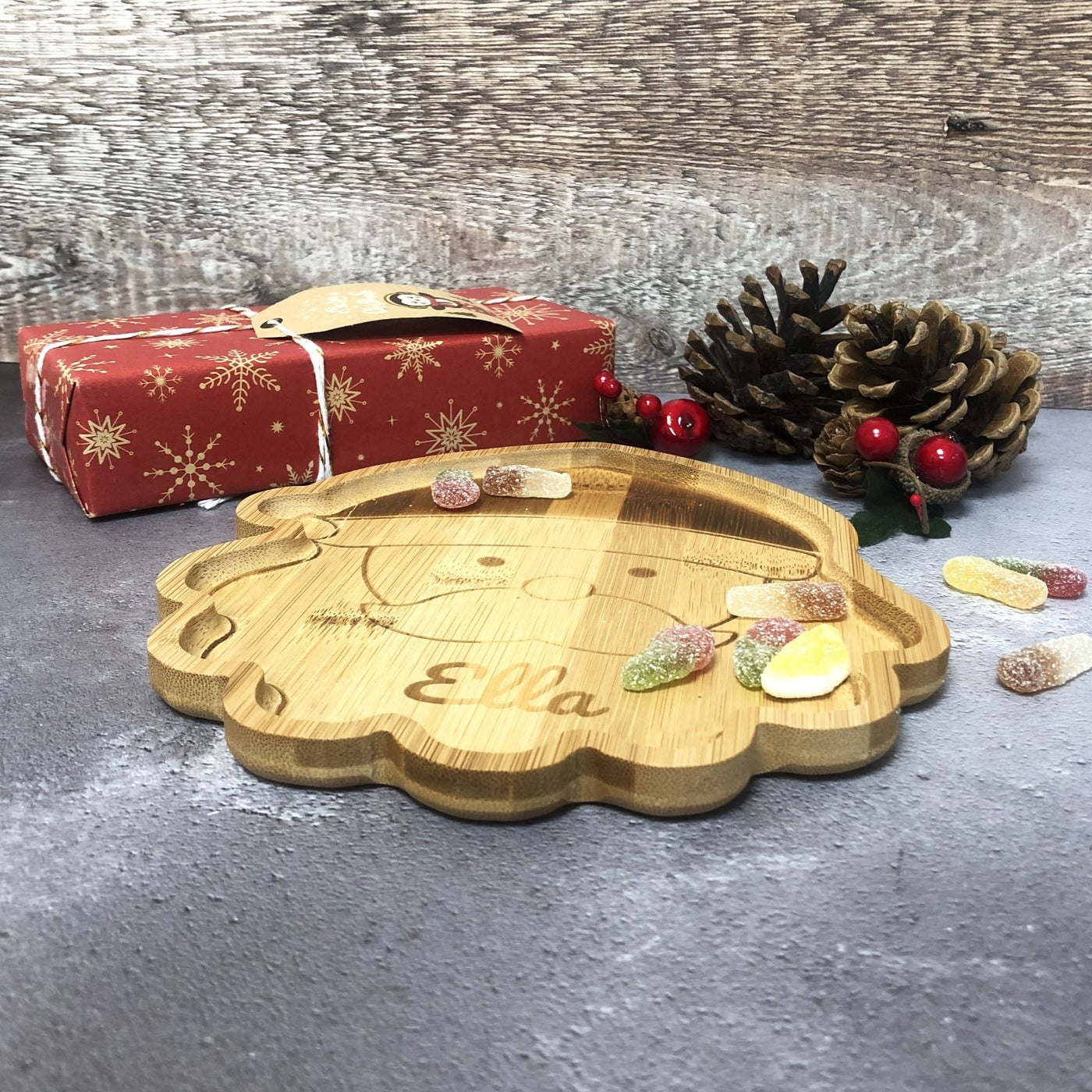 Personalised Bamboo Christmas Plate for Children - Santa Claus