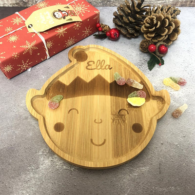 Personalised Bamboo Christmas Plate for Children - Elf