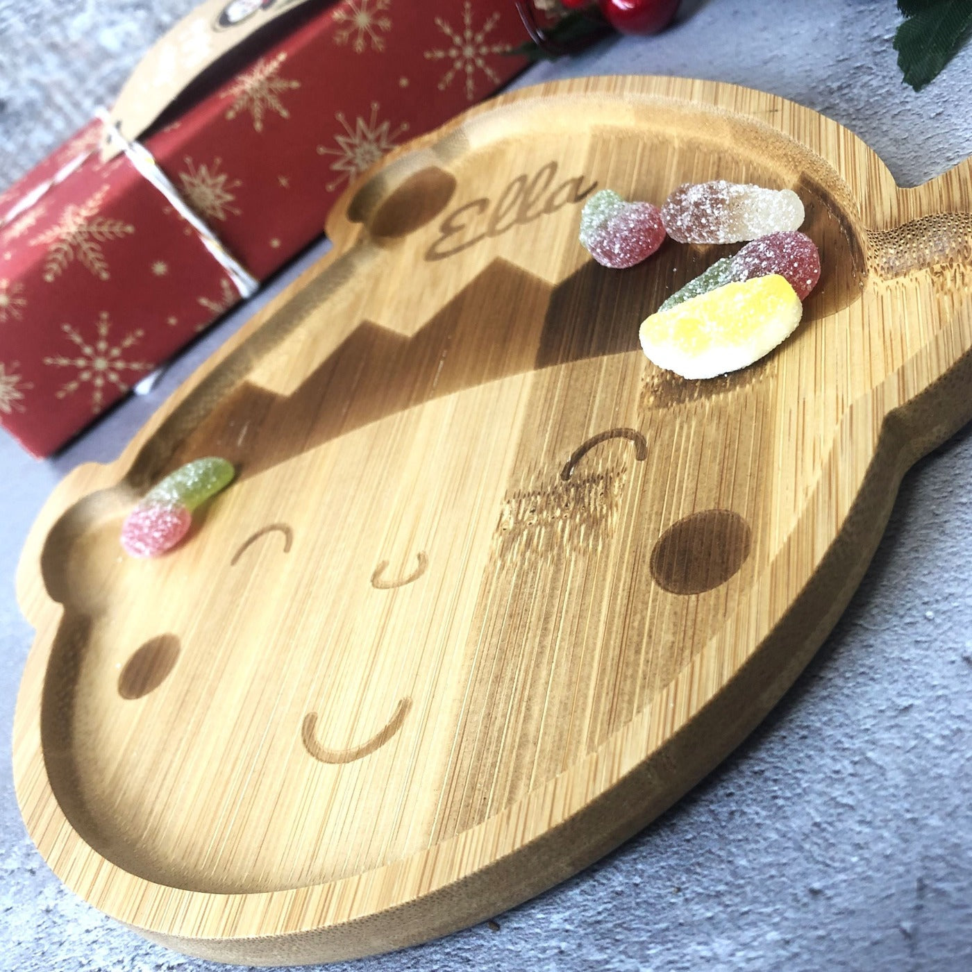 Personalised Bamboo Christmas Plate for Children - Elf
